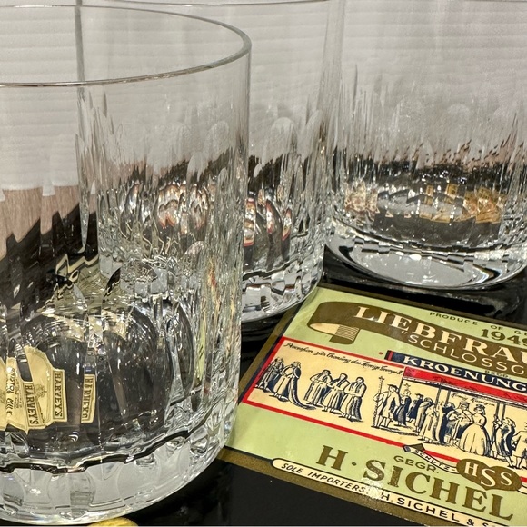 VTG Black Lacquer Drink Tray + Four BEAULIEU glasses by Cristal D’Arques Durand - Picture 2 of 16